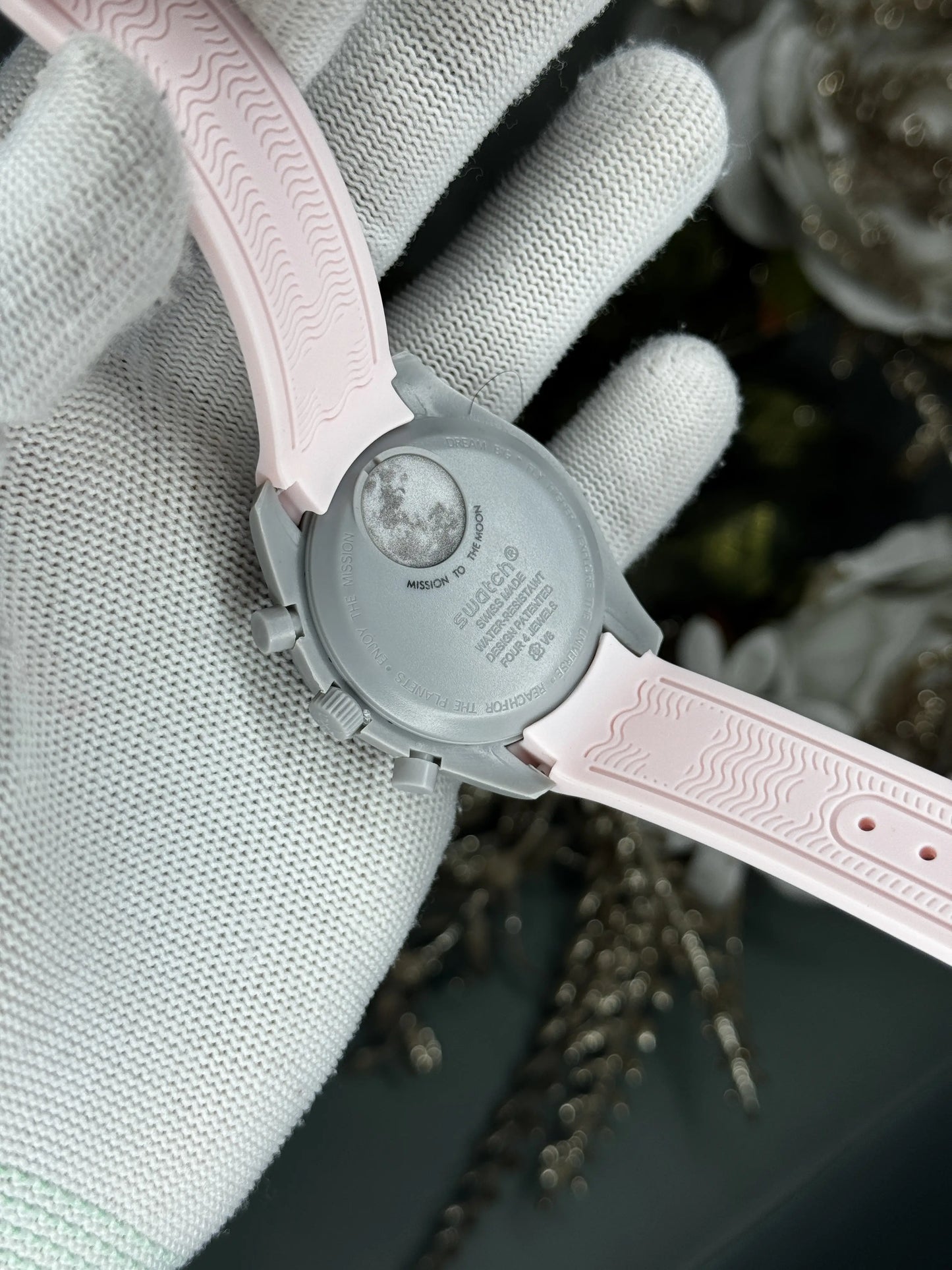 OMEG. X SWATCH Moonswatch Grey Pink Premium Quartz Watch