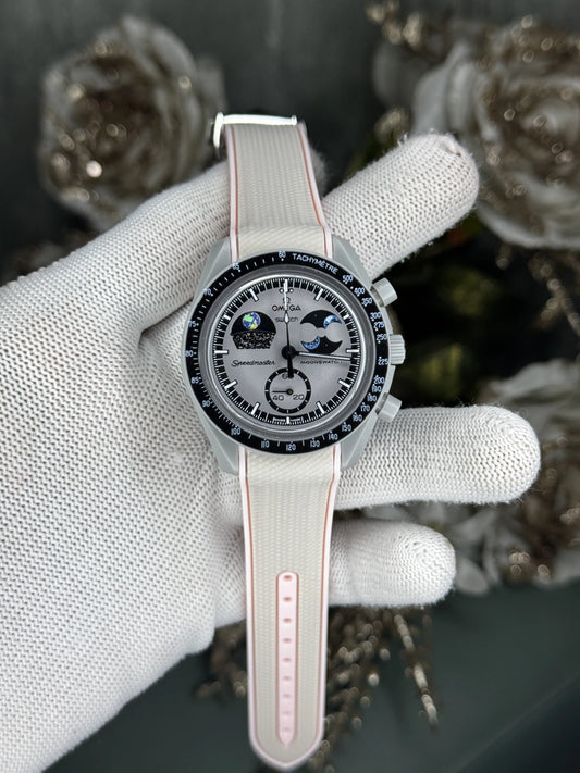 OMEG. X SWATCH Moonswatch Grey Pink Premium Quartz Watch