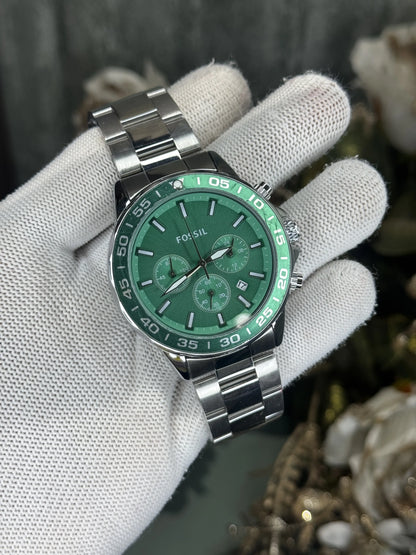 FOSS. Bannon Silver Green Chronograph Watch