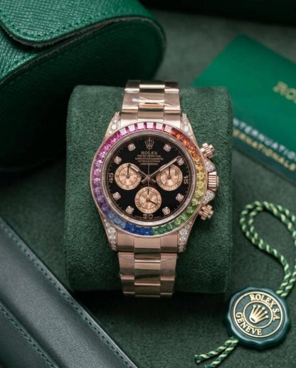 ROLX. Oyster Perpetual Rainbow Rose Gold