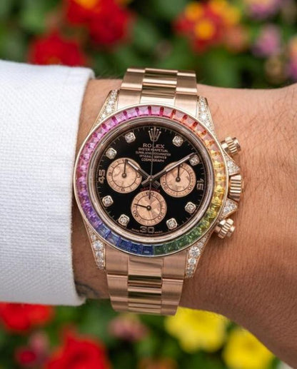 ROLX. Oyster Perpetual Rainbow Rose Gold