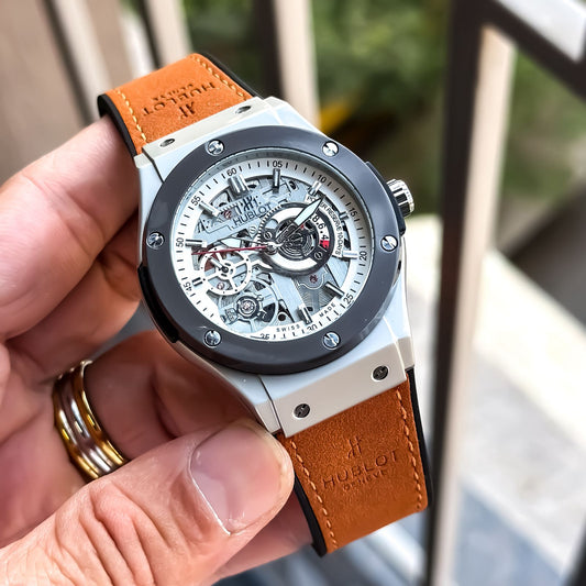 HB. Grey Brown Leather Coloured Premium Watch