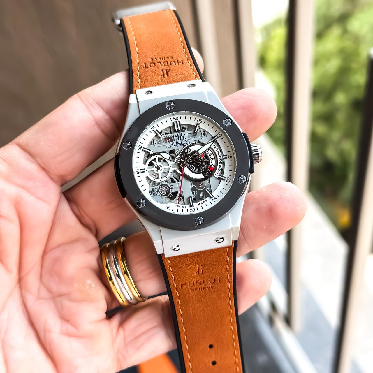 HB. Grey Brown Leather Coloured Premium Watch